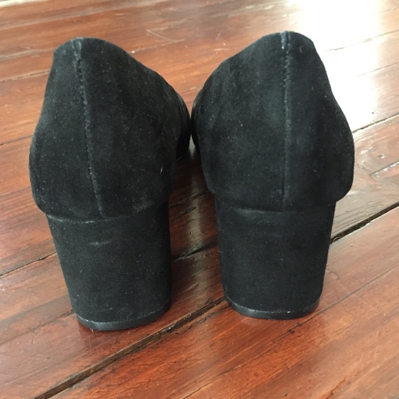 J.Crew black suede gold cap-toe block heels. 9.5 - Picture 4 of 6